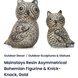 Mainstays Resin Asymmetrical Bohemian style  Owl Figurine Set